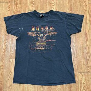 Vintage 2000s Harley Davidson Flame Fire Eagle Biker‎ Shirt